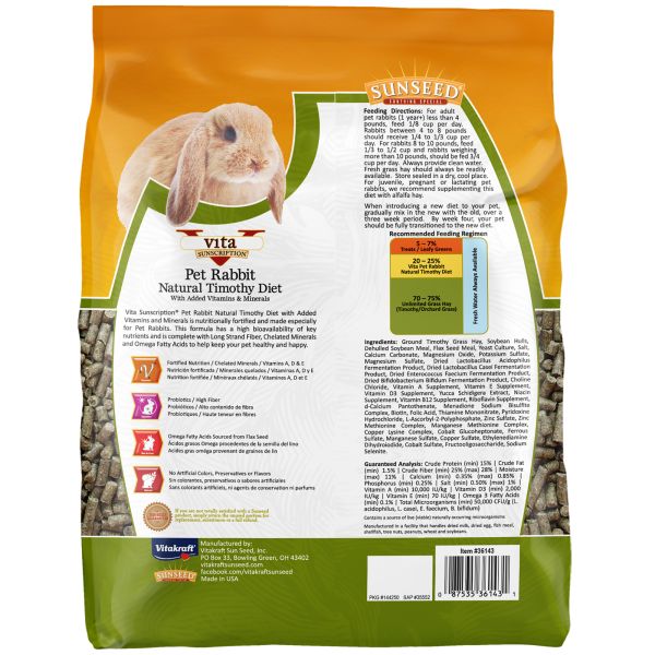 5lb Sunseed Vita Natural Timothy Pet Rabbit Diet