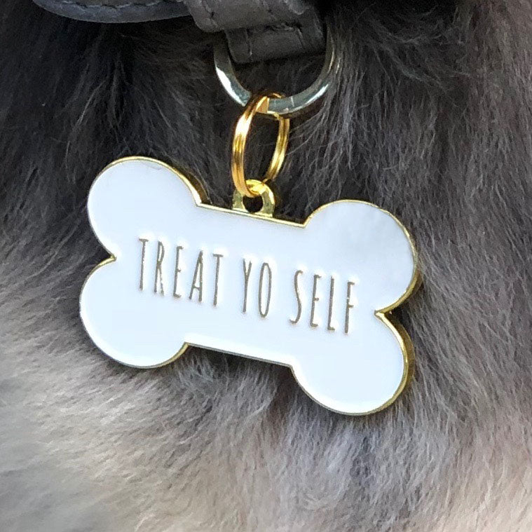 Treat Yo Self - White - Pet ID Tag