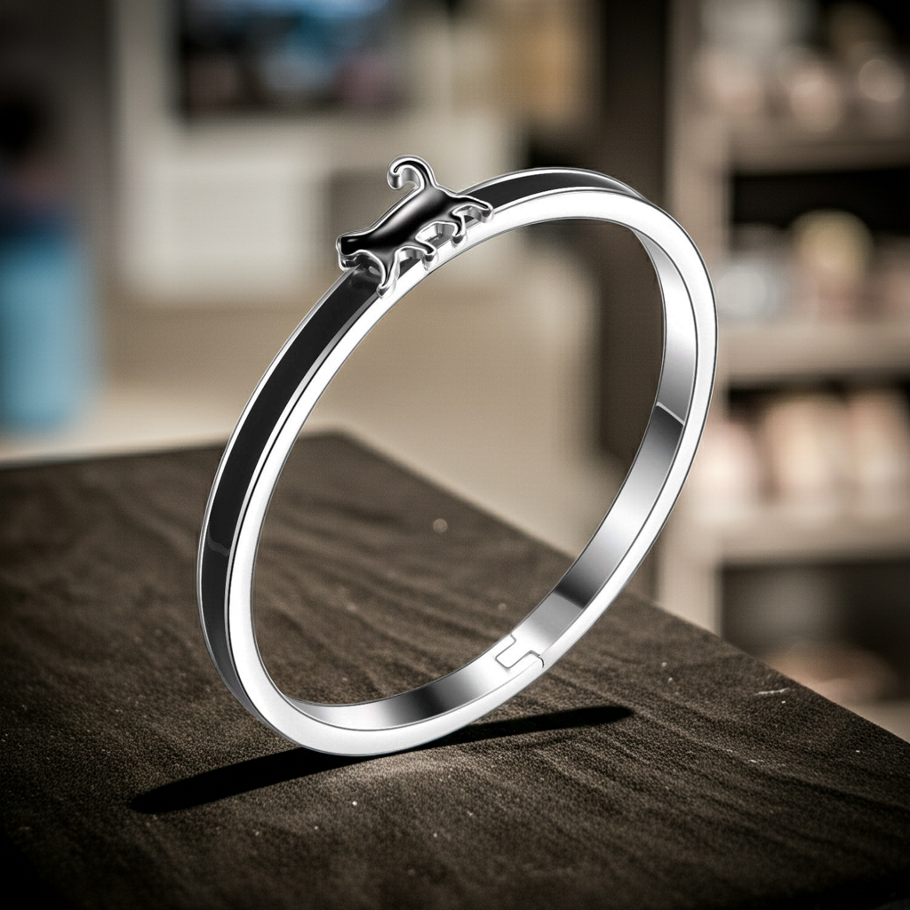 Enamel Cat Bangle | Cat Bracelet