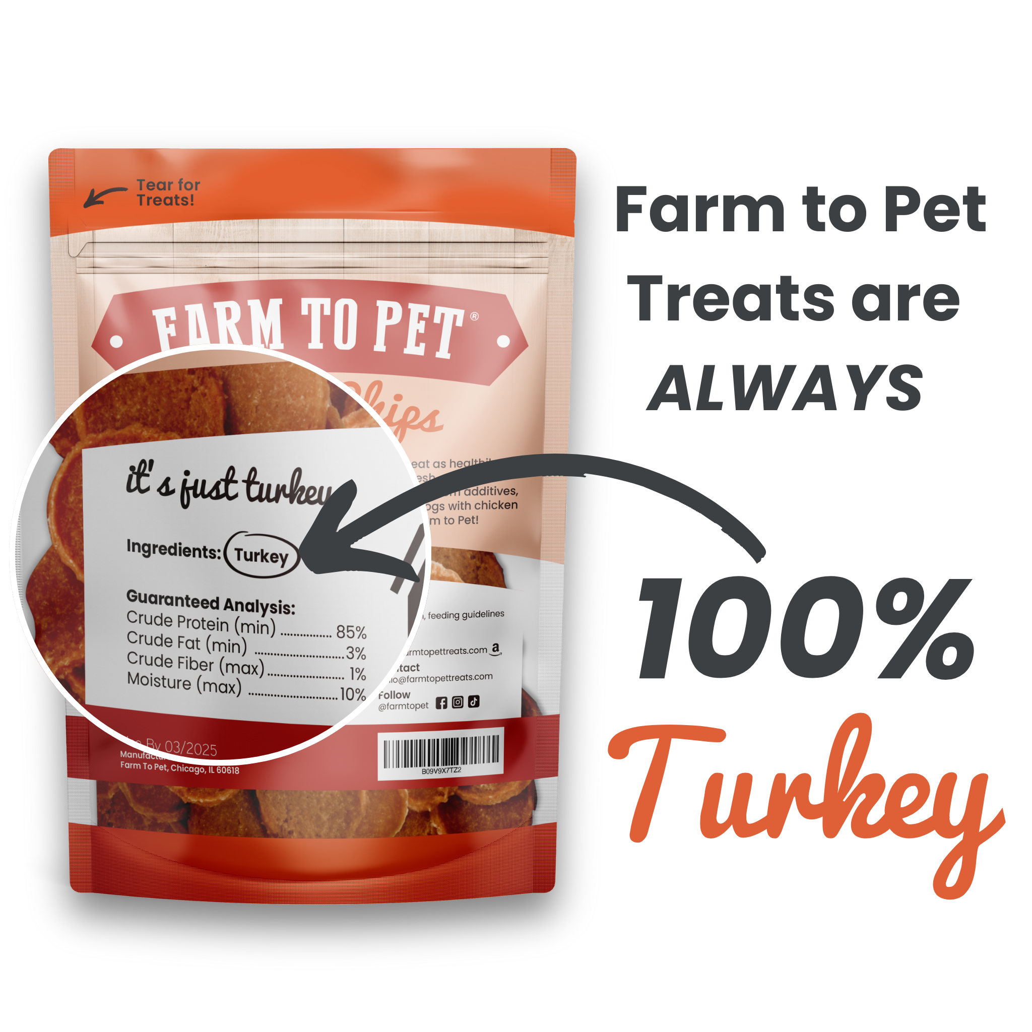 Farm To Pet Turkey Chips for Dogs