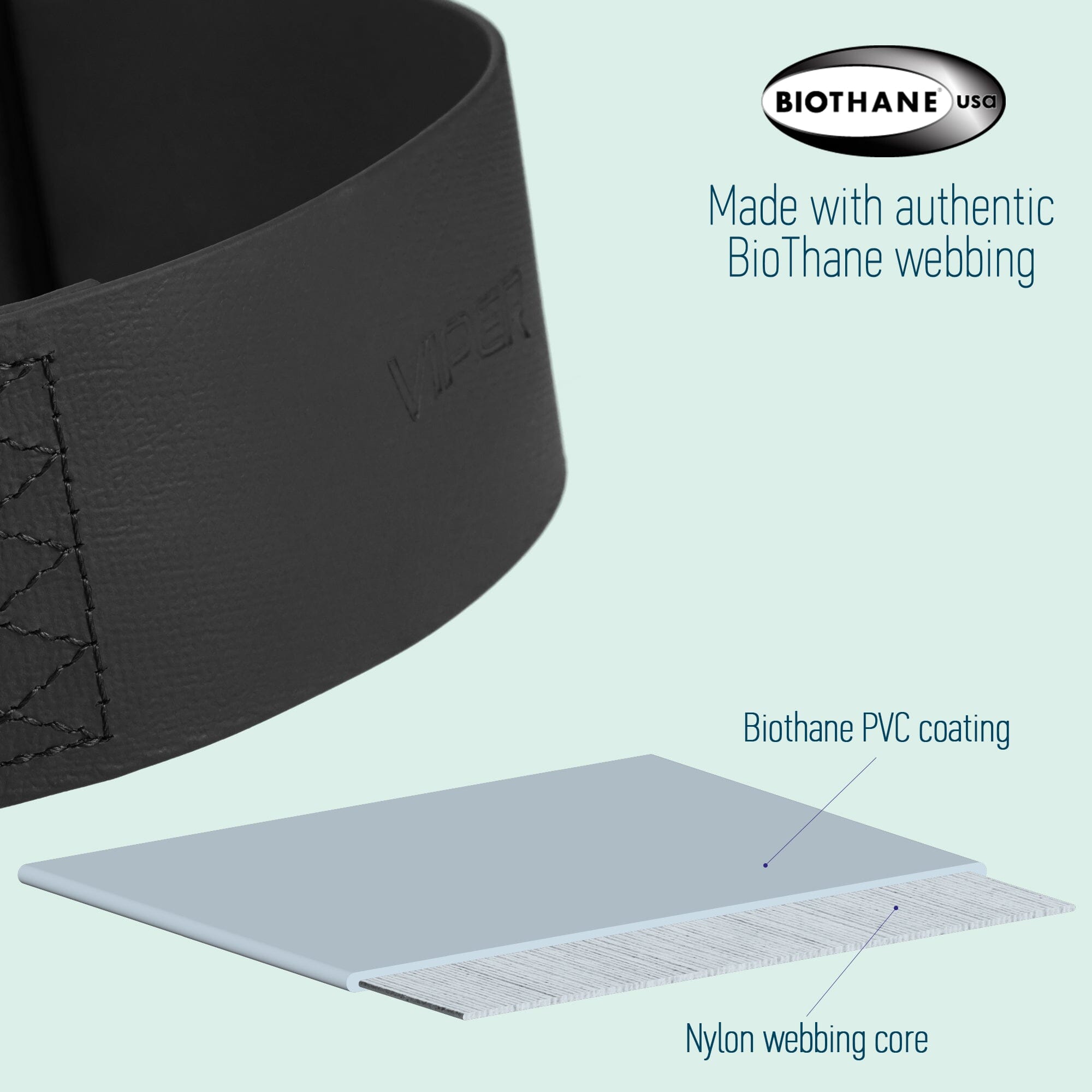 Viper BioThane Tactical Dog Collar with Cobra Buckle, 1.75