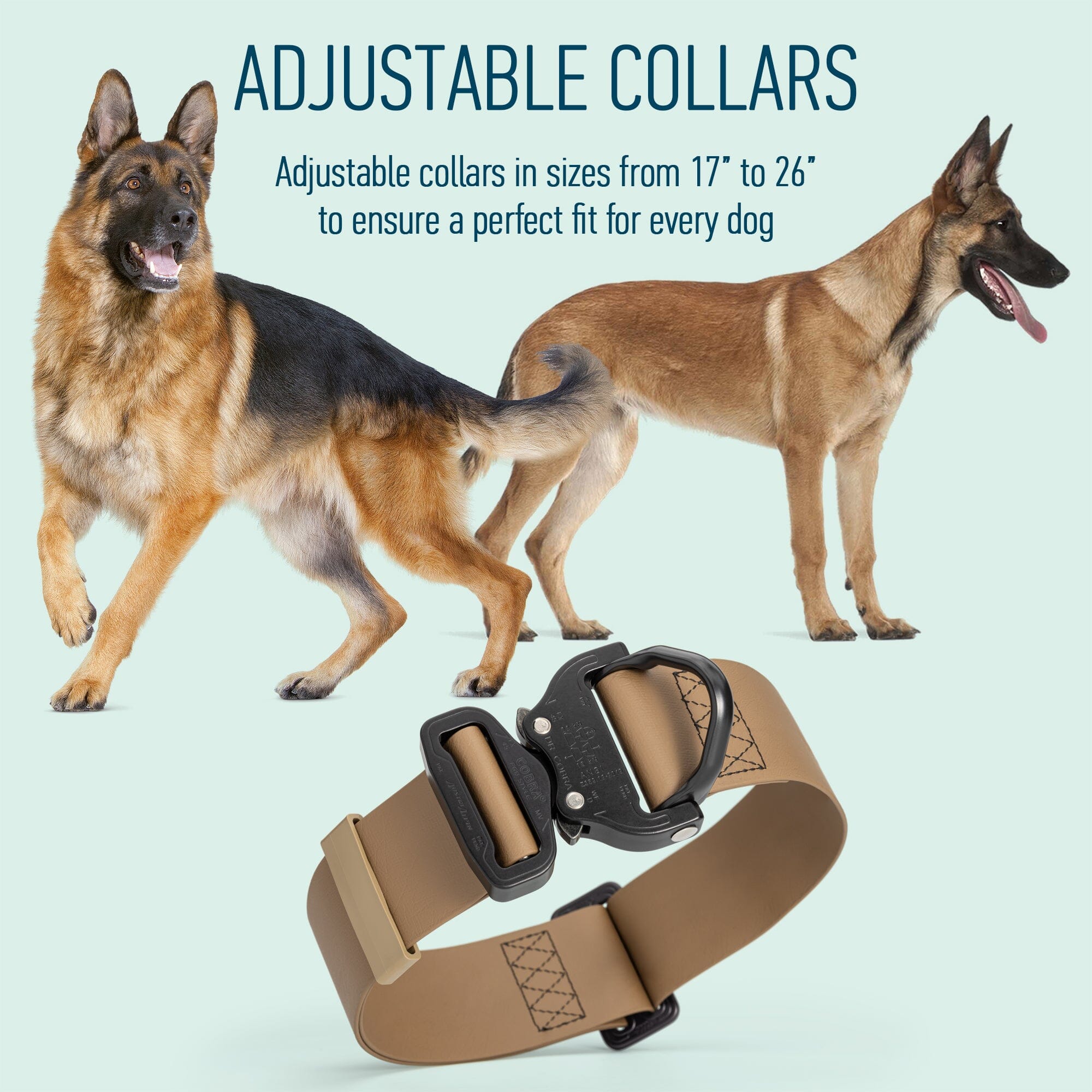 Viper BioThane Tactical Dog Collar with Cobra Buckle, 1.75