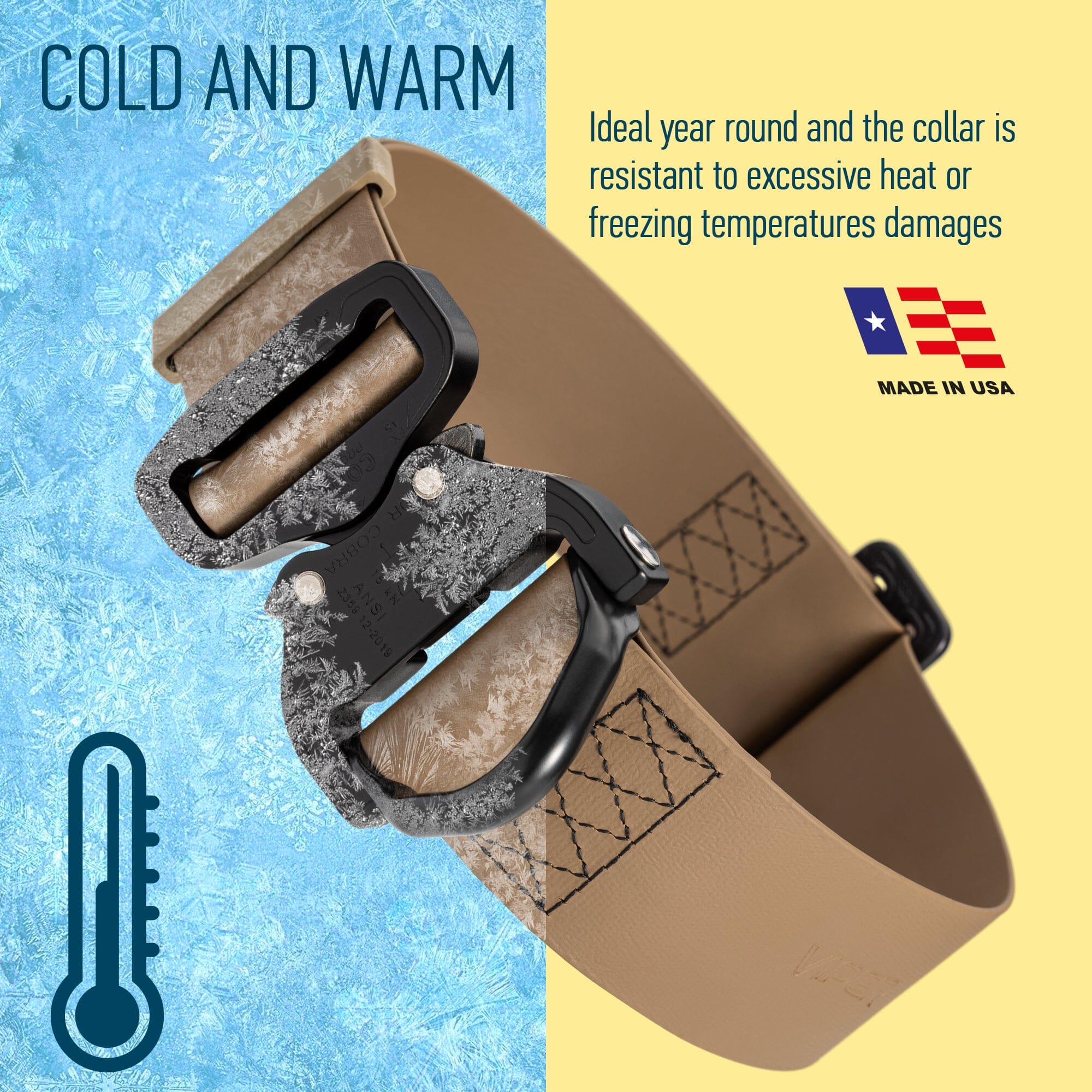 Viper BioThane Tactical Dog Collar with Cobra Buckle, 1.75