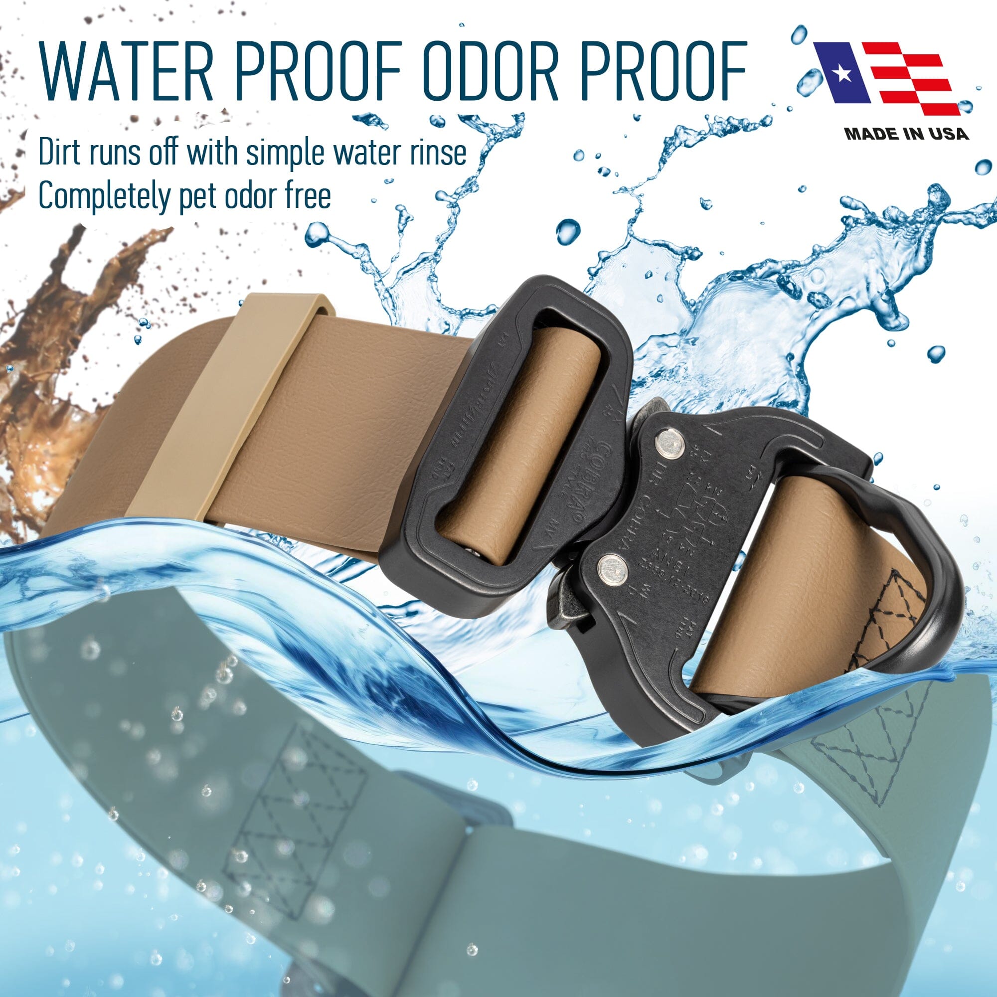 Viper BioThane Tactical Dog Collar with Cobra Buckle, 1.75