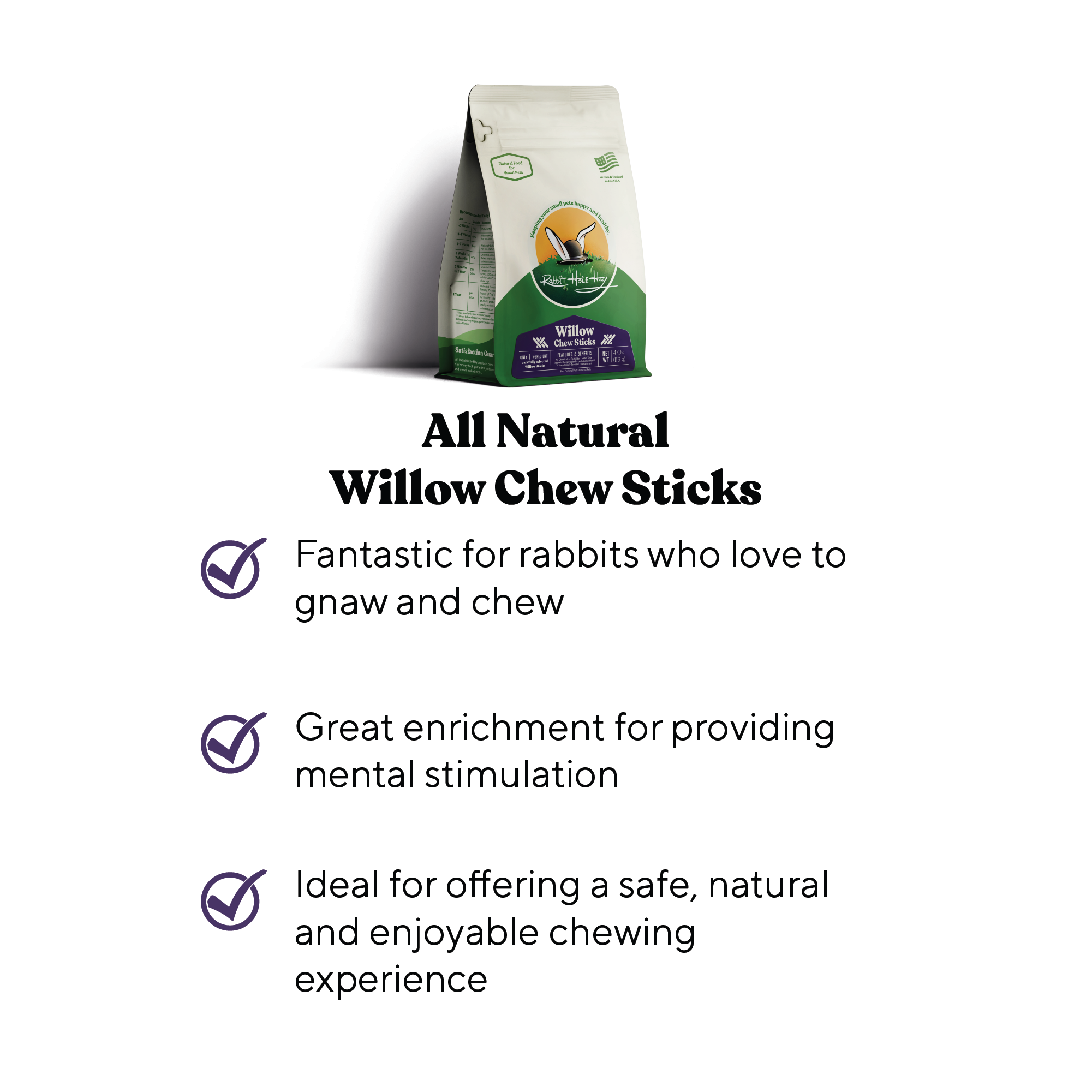 Rabbit Hole Hay All Natural Willow Chew Sticks