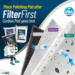 Aquarium Bundle - Carbon Filter 10.5"x36" + FilterFirst 12"x72"+ Polishing Pad 100 Micron Bundle