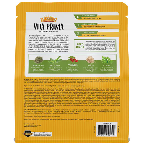 4lb Sunseed Vita Prima Young Rabbit Food