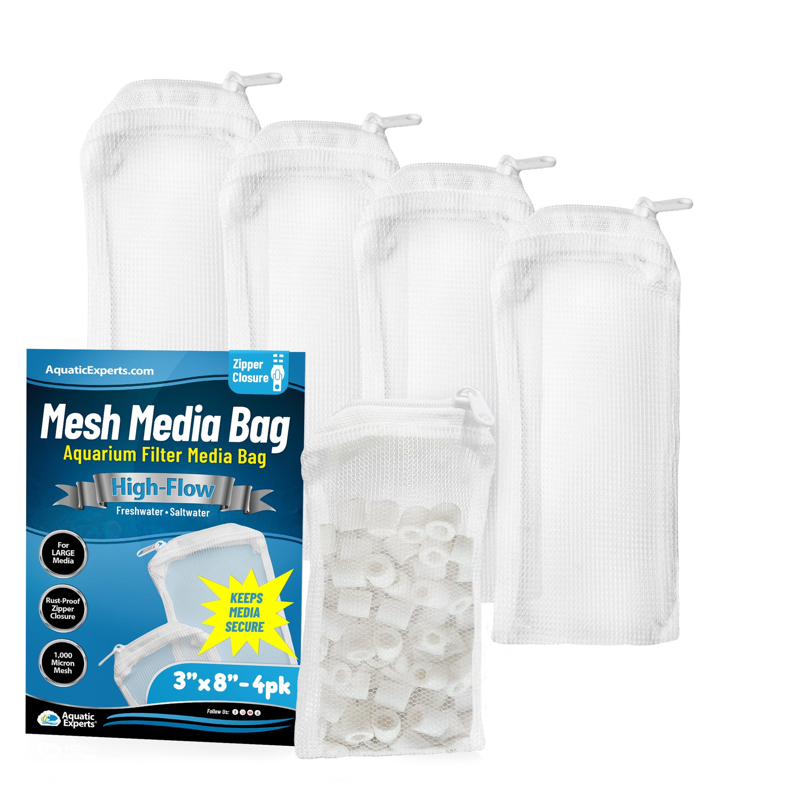 Aquatic Experts Aquarium Filter Bag - High Flow Mesh Media Bags - Ideal for Efficient Aquarium Filtration