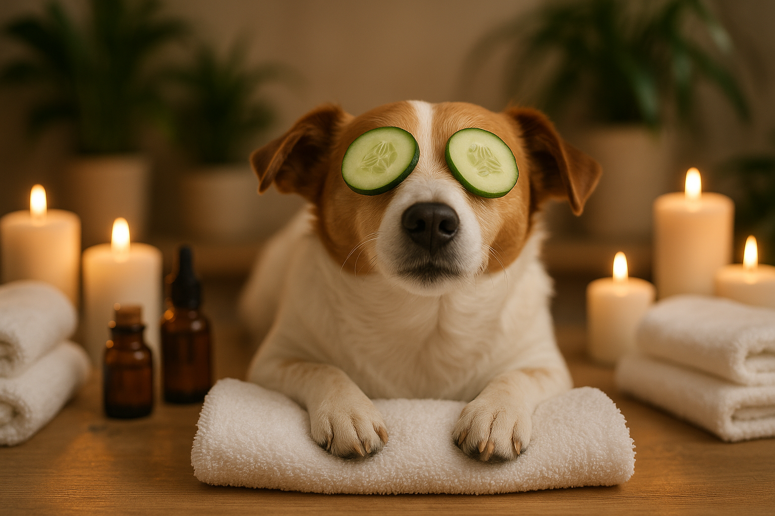 A dog getting spa treatment