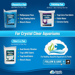 Aquarium Bundle - ClassicBlue 12"x72" + FilterFirst 12"x72" + Polishing Filter Pad 100 Micron - 1 pack