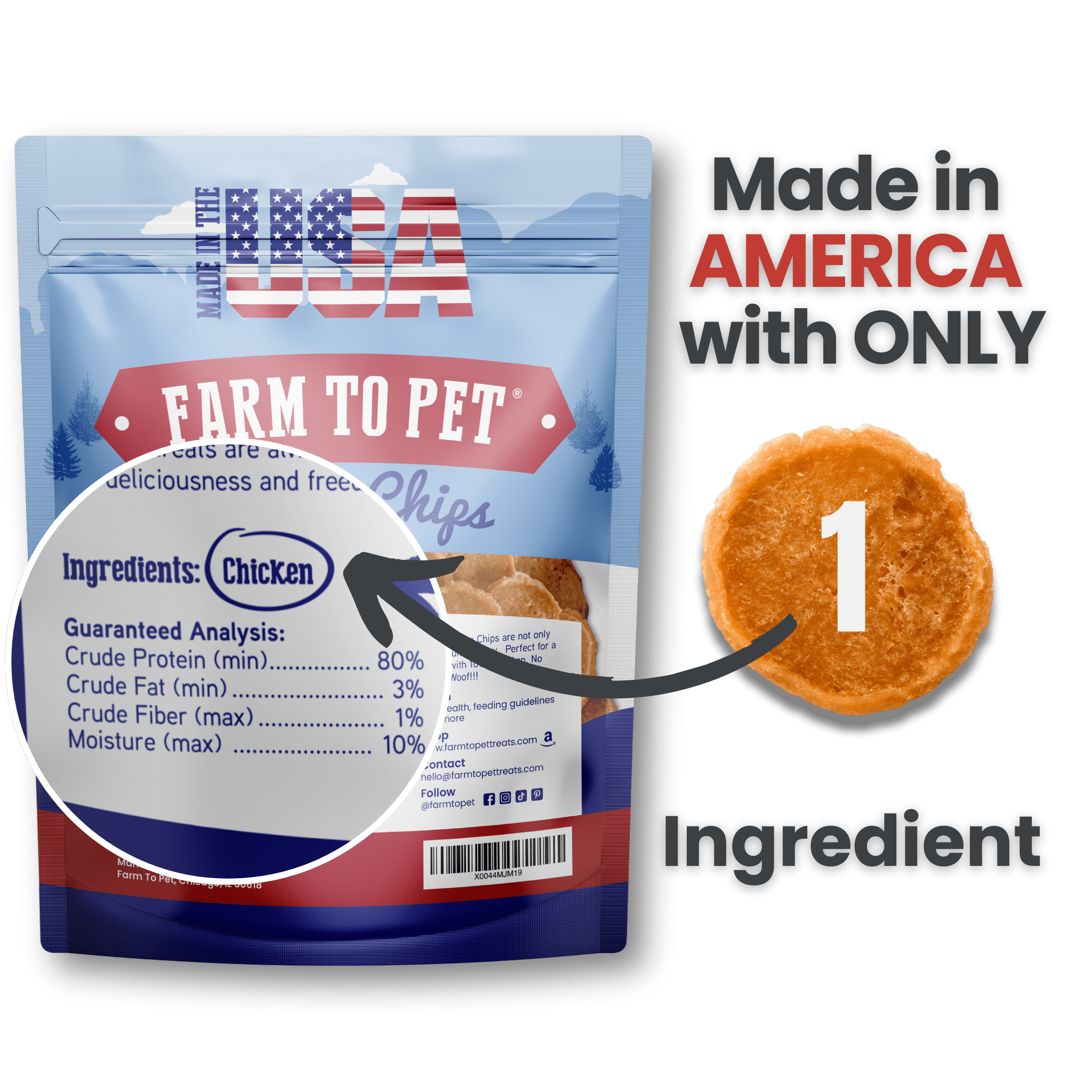 Farm To Pet Americana Chicken Chips for Dogs