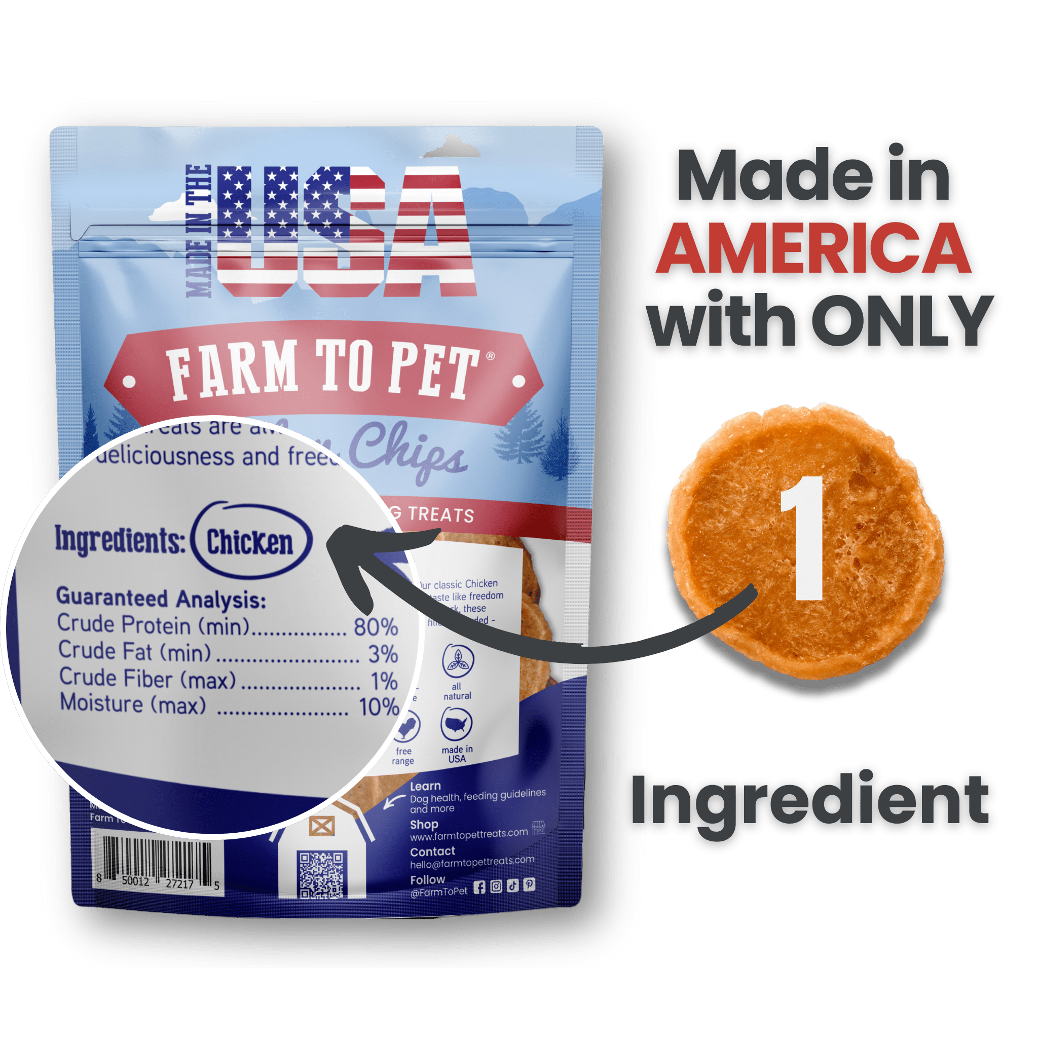 Farm To Pet Americana Chicken Chips for Dogs