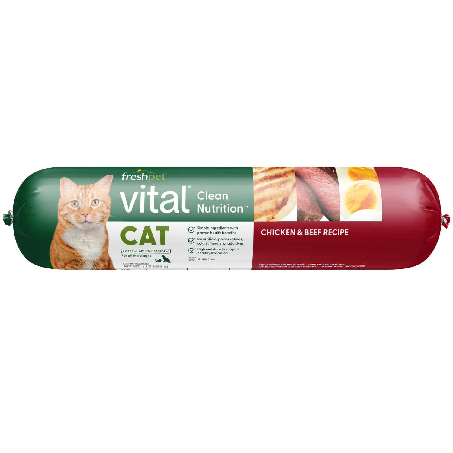 Fresh Pet Cat Roll Vital Grain Free Chicken & Beef (1lb)
