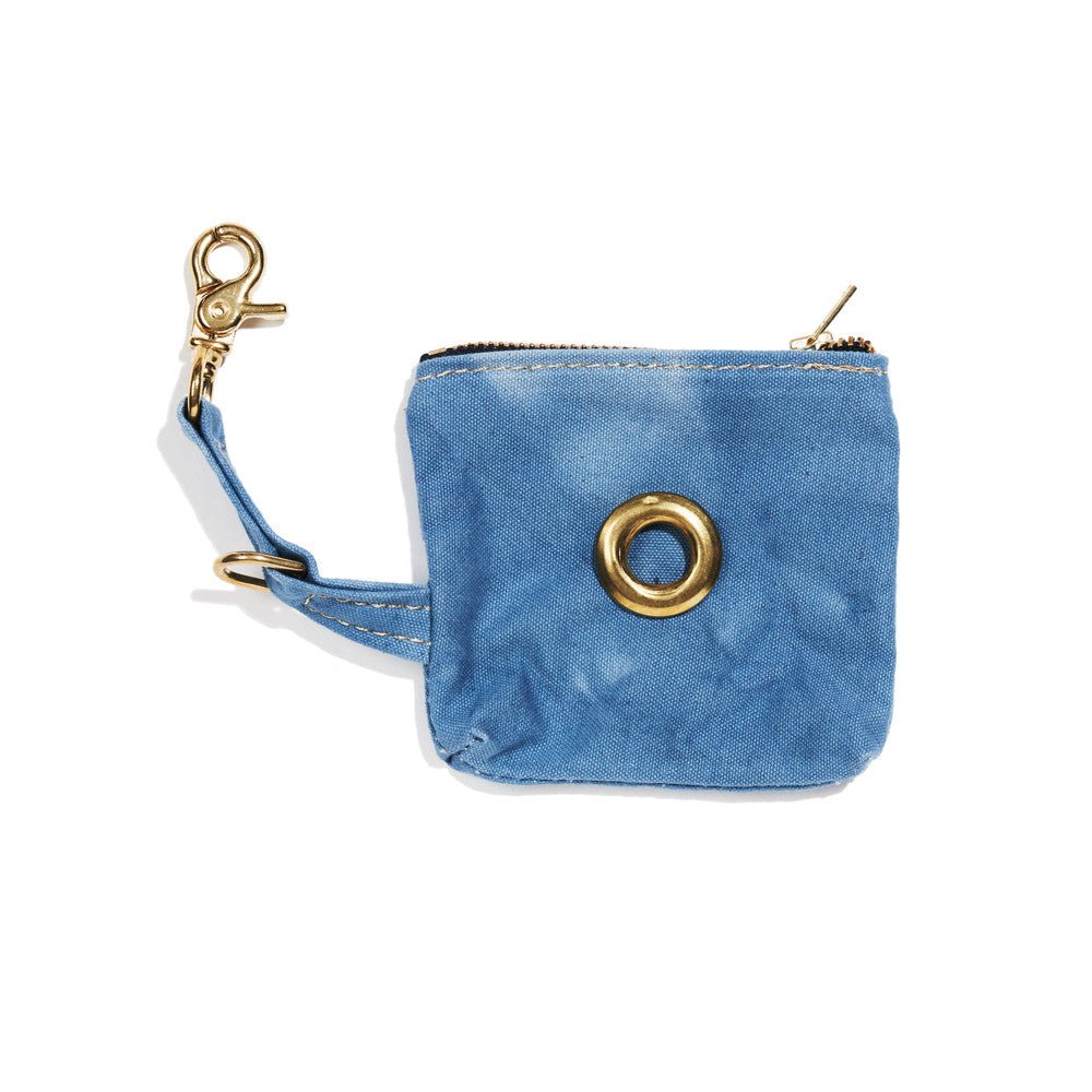 Basic Blue Waxed Cotton Canvas Poop Bag Pouch