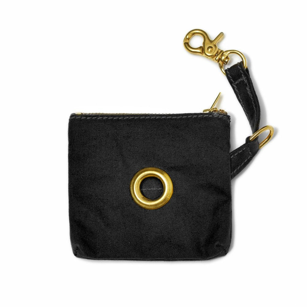 Black Waxed Cotton Canvas Poop Bag Pouch