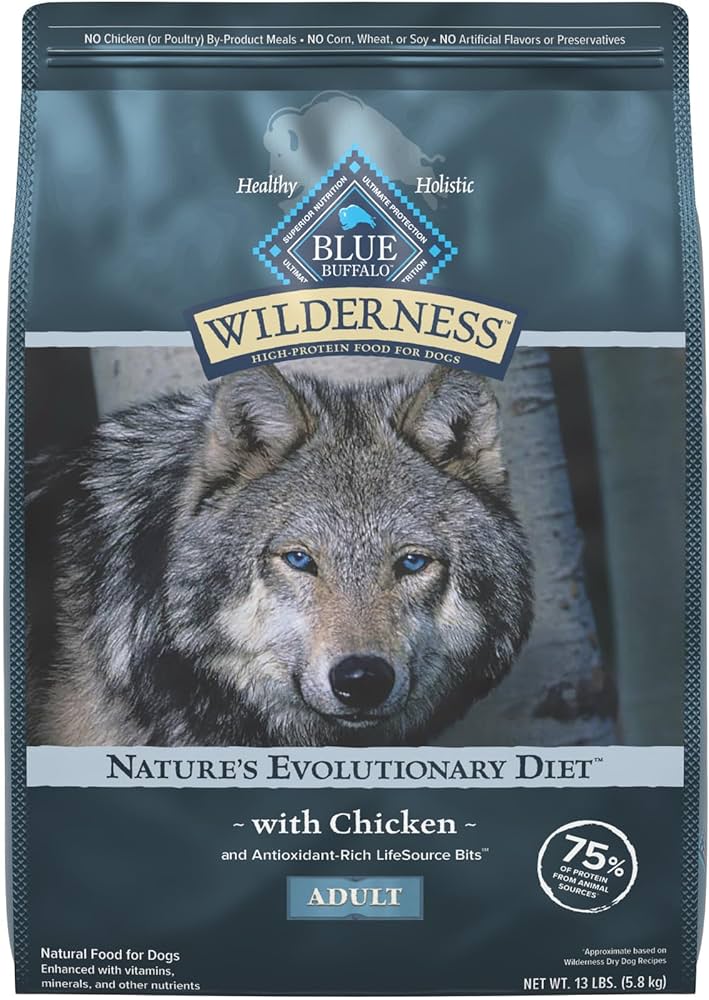 Pollo adulto Blue Buffalo Wilderness de 13 lb con alimento seco para perros con granos saludables