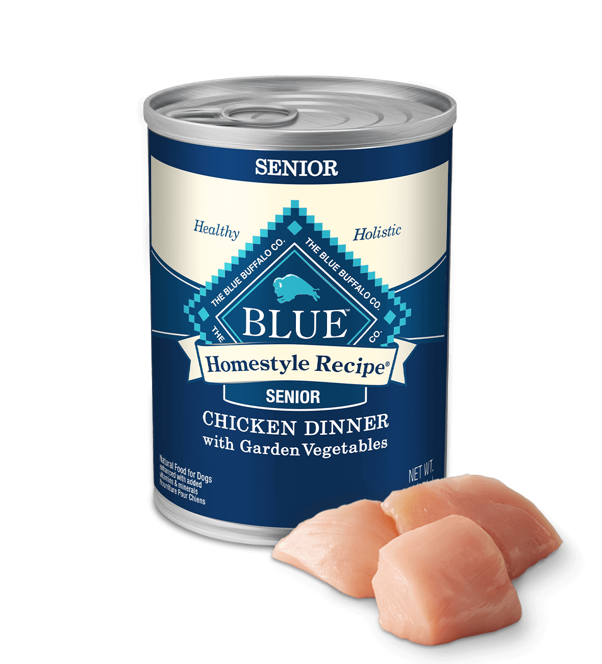 Pollo casero Blue Buffalo Senior de 12.5 oz con verduras de la huerta Latas húmedas para perros