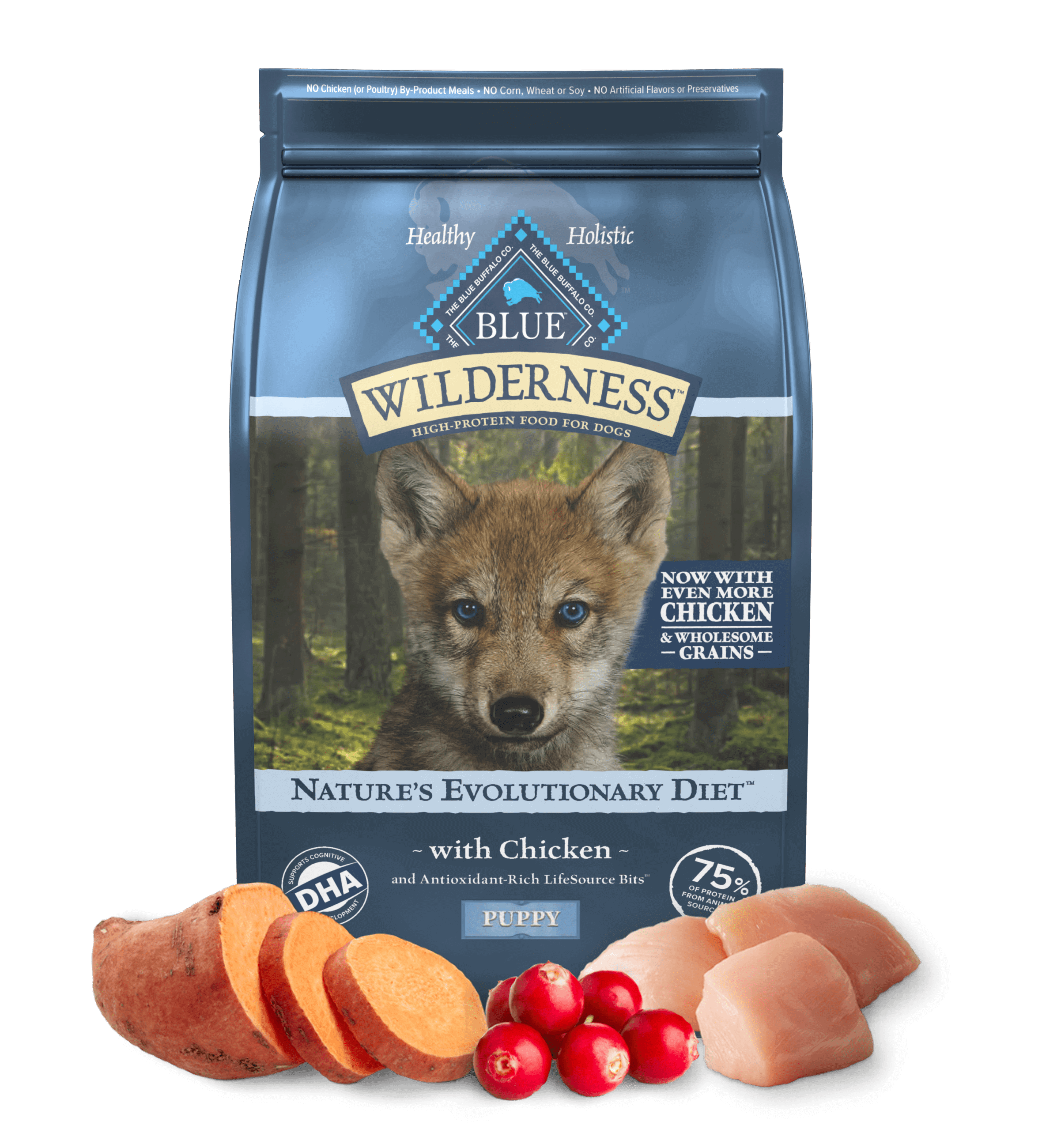 Pollo para cachorros Blue Buffalo Wilderness de 13 lb con alimento seco para perros con cereales saludables