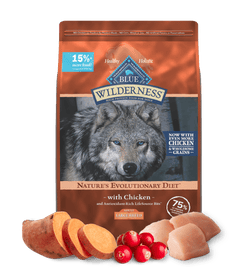 24 lb Blue Buffalo Wilderness Pollo adulto de raza grande con granos saludables Alimento seco para perros