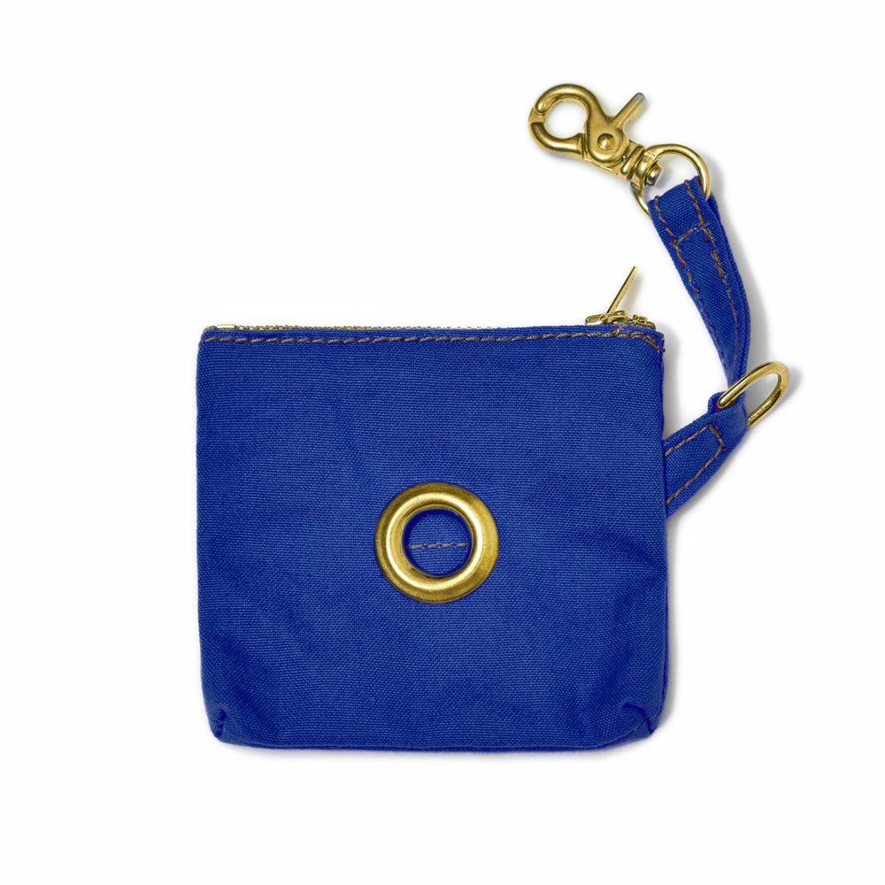 Bright Blue Waxed Cotton Canvas Poop Bag Pouch
