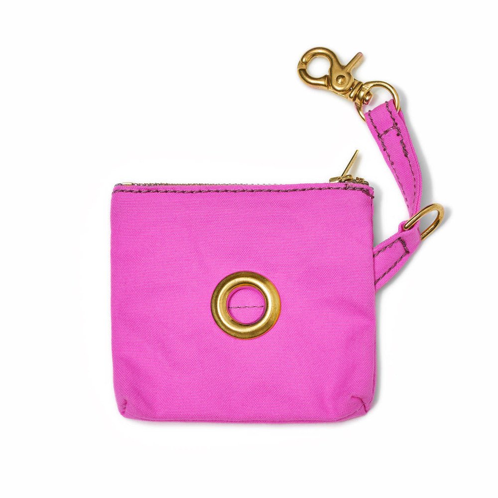 Bright Pink Waxed Cotton Canvas Poop Bag Pouch