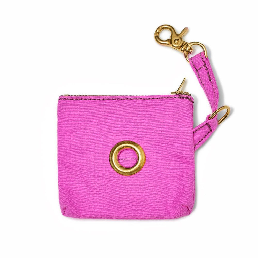 Bright Pink Waxed Cotton Canvas Poop Bag Pouch