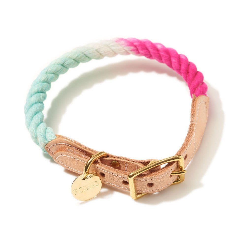 California Cotton Rope & Leather Cat & Dog Collar