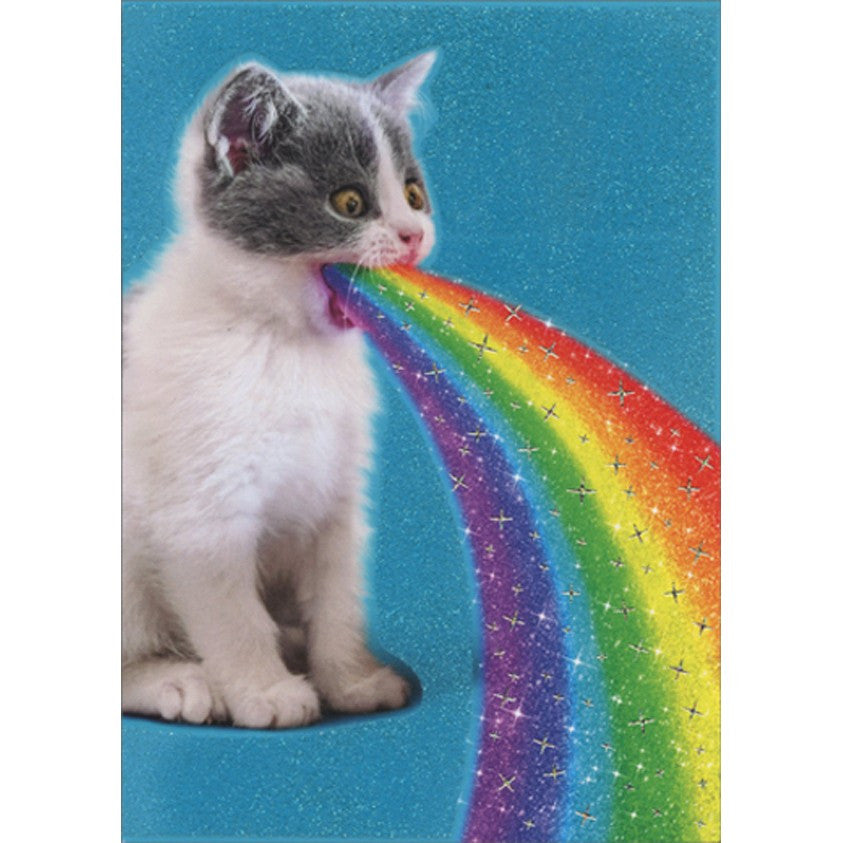 Avanti Cat Spits Up Rainbow Greeting Card