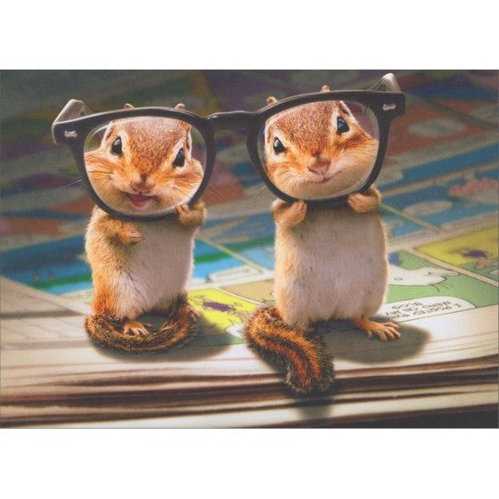 Avanti Chipmunks With Thick Glasses Greeting Card