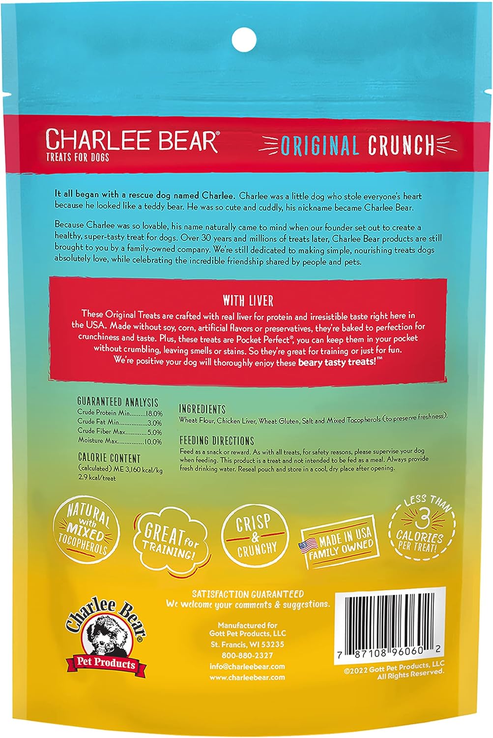Golosinas para perros Charlee Bear Original Crunch de hígado de 16 oz
