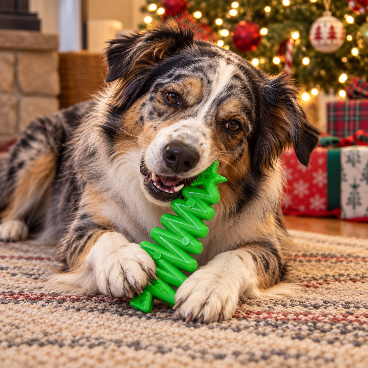 Christmas Tree Nylon Dog Chew Toy for Aggressive Chewers | USA Made & FDA Compliant