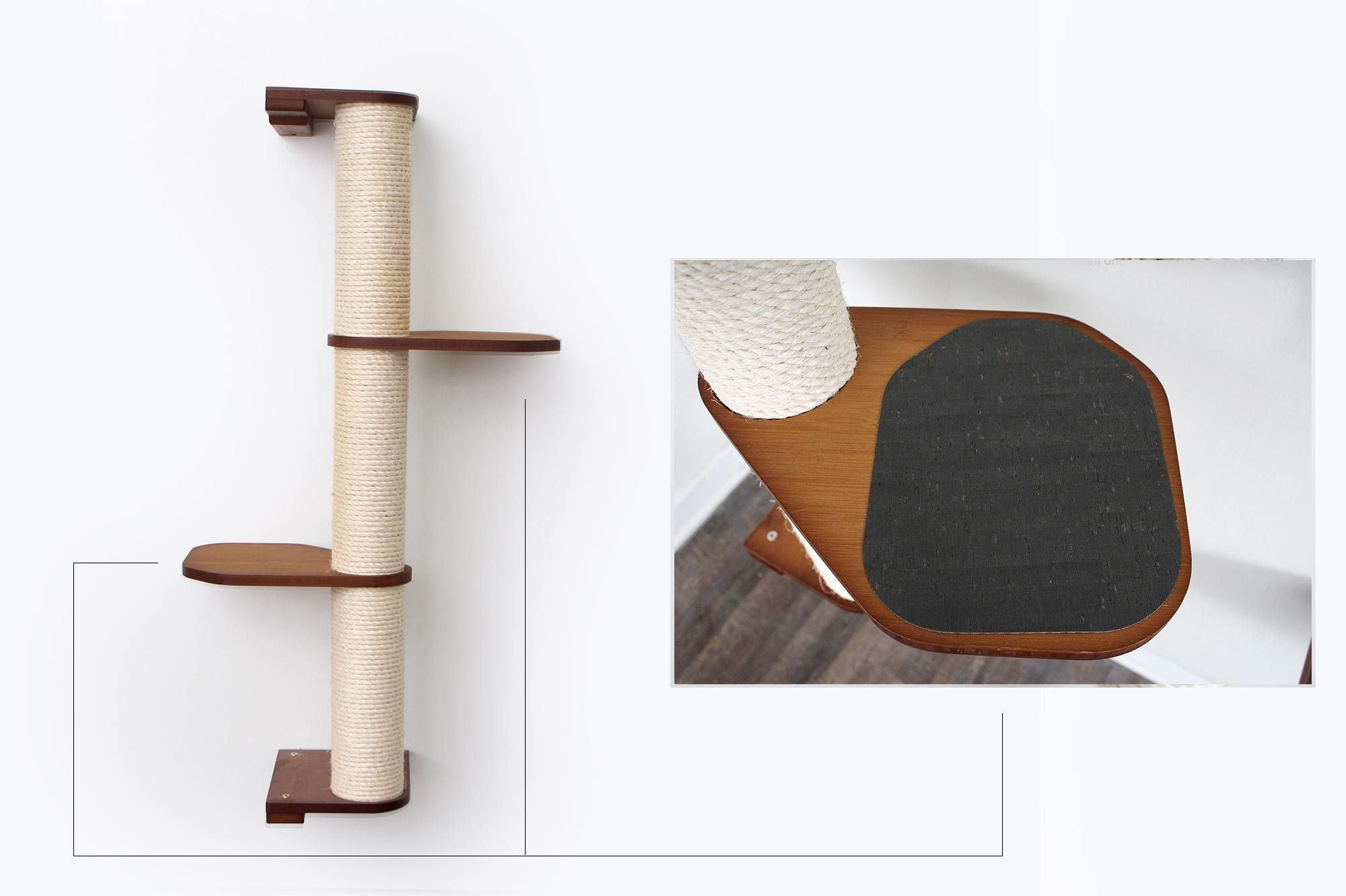 Wall Mounted Cat Climbing Pole - Sisal