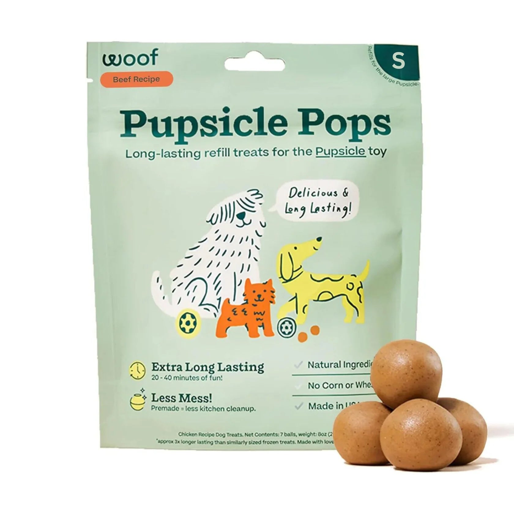 Woof Dog Beef & Peanut Butter Pupsicle Pops, Small 10pk (6oz)