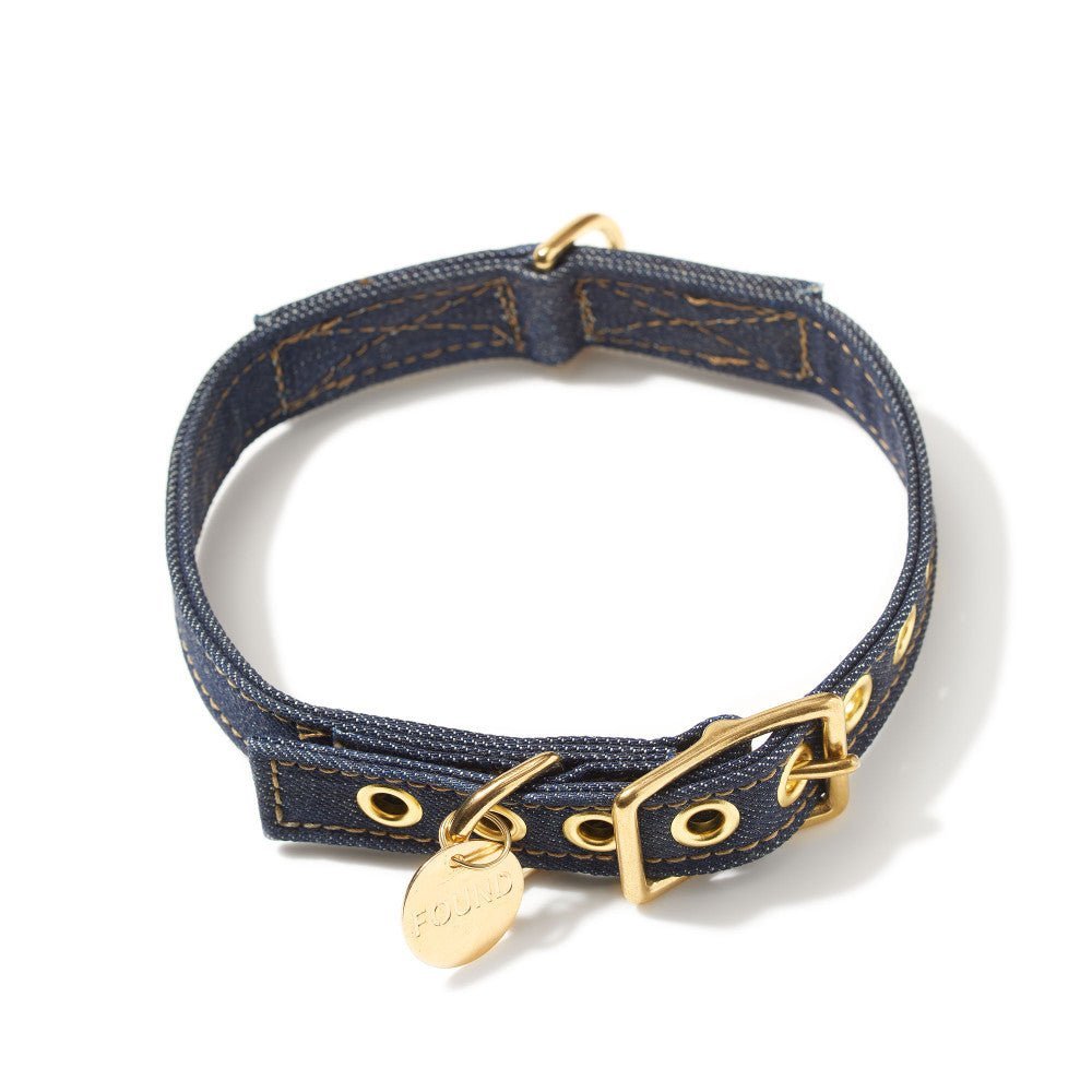 Dark Denim Cotton Canvas Cat & Dog Collar