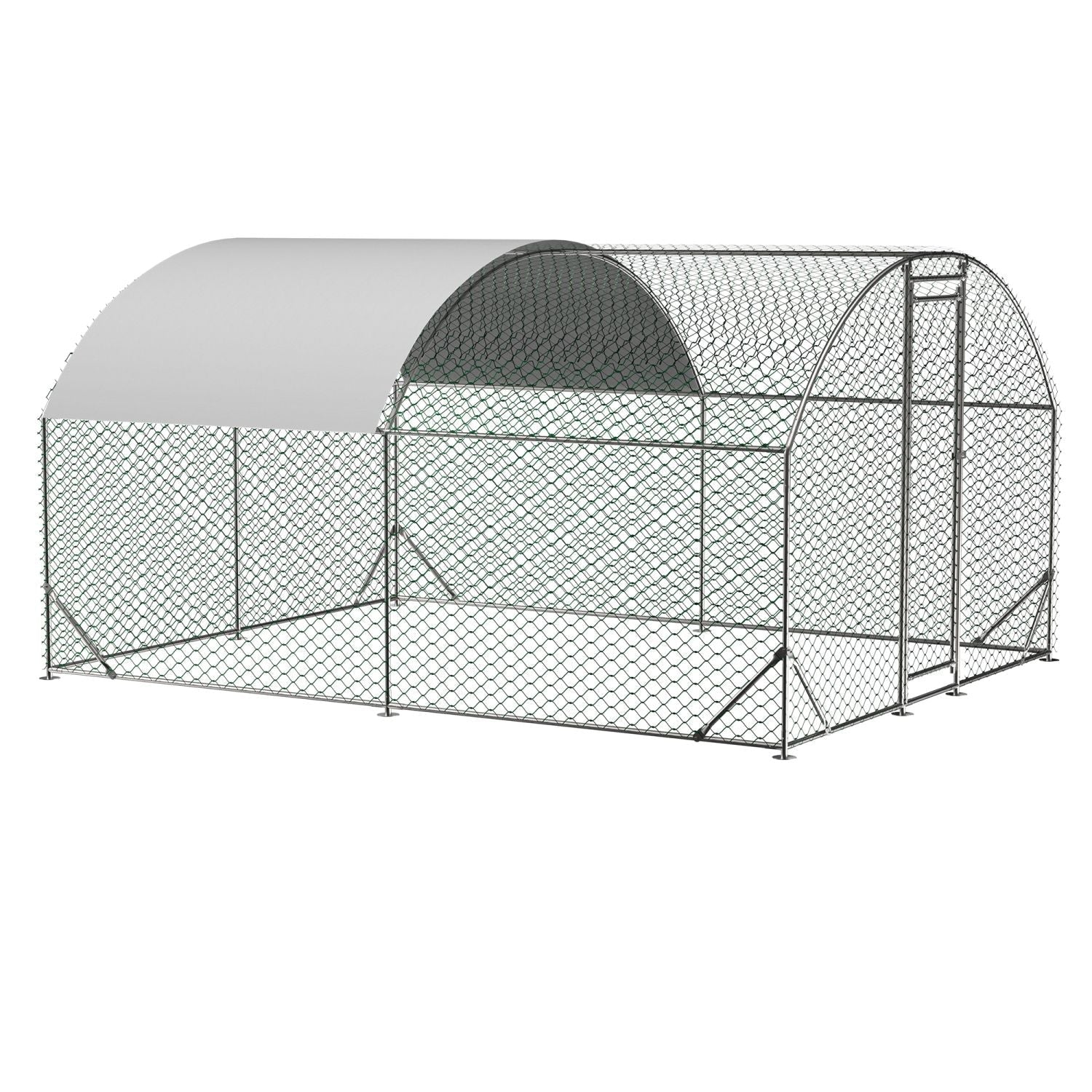 Large Walk-In Metal Chicken Run – Outdoor Coop with Roof Cover