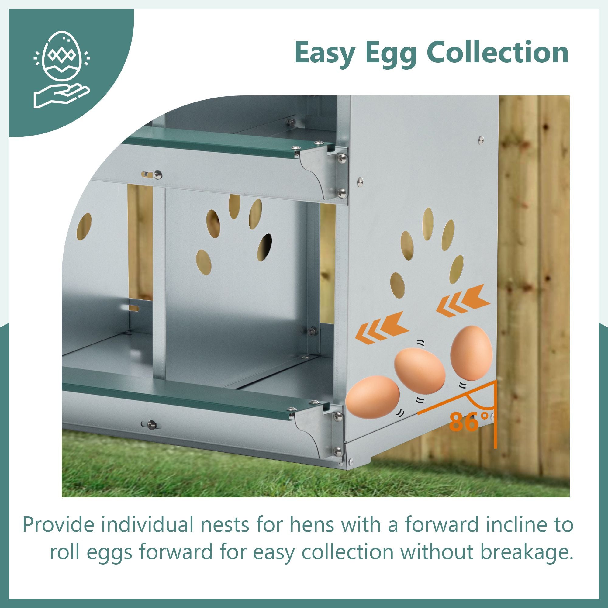 8-Compartment Chicken Nesting Box – Galvanized Steel Wall-Mount Coop