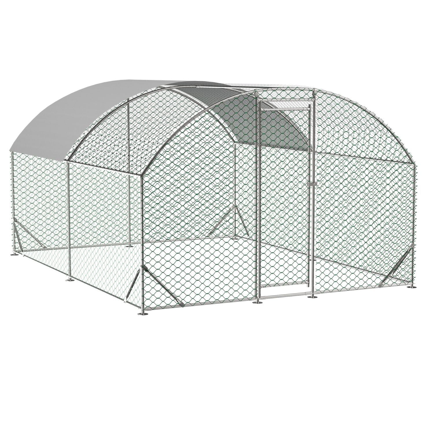 Large Walk-In Metal Chicken Run – Outdoor Coop with Roof Cover