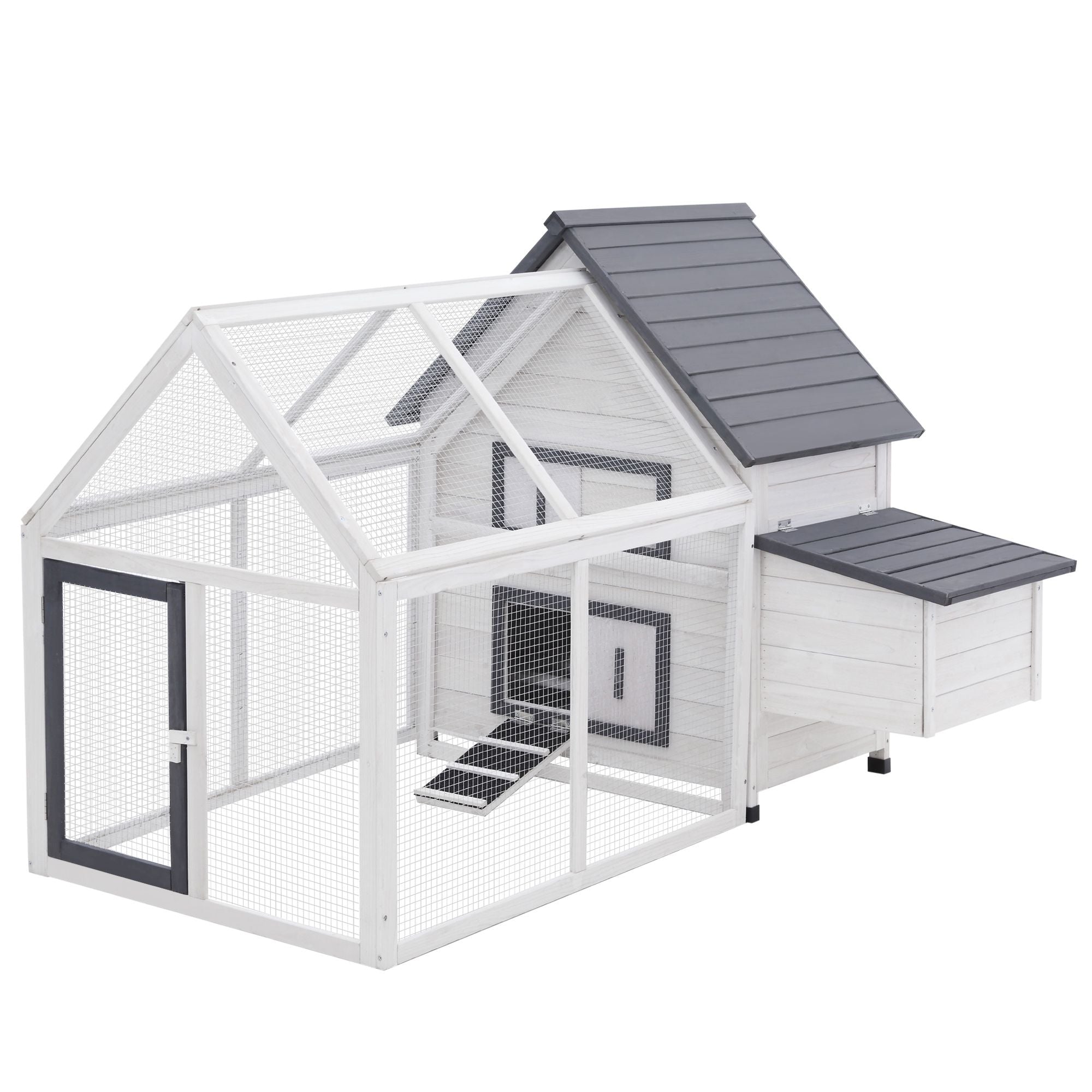65" Wooden Chicken Coop with Nesting Box and Removable Run