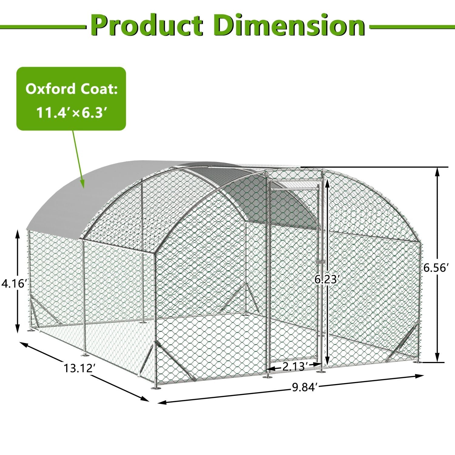 Large Walk-In Metal Chicken Run – Outdoor Coop with Roof Cover