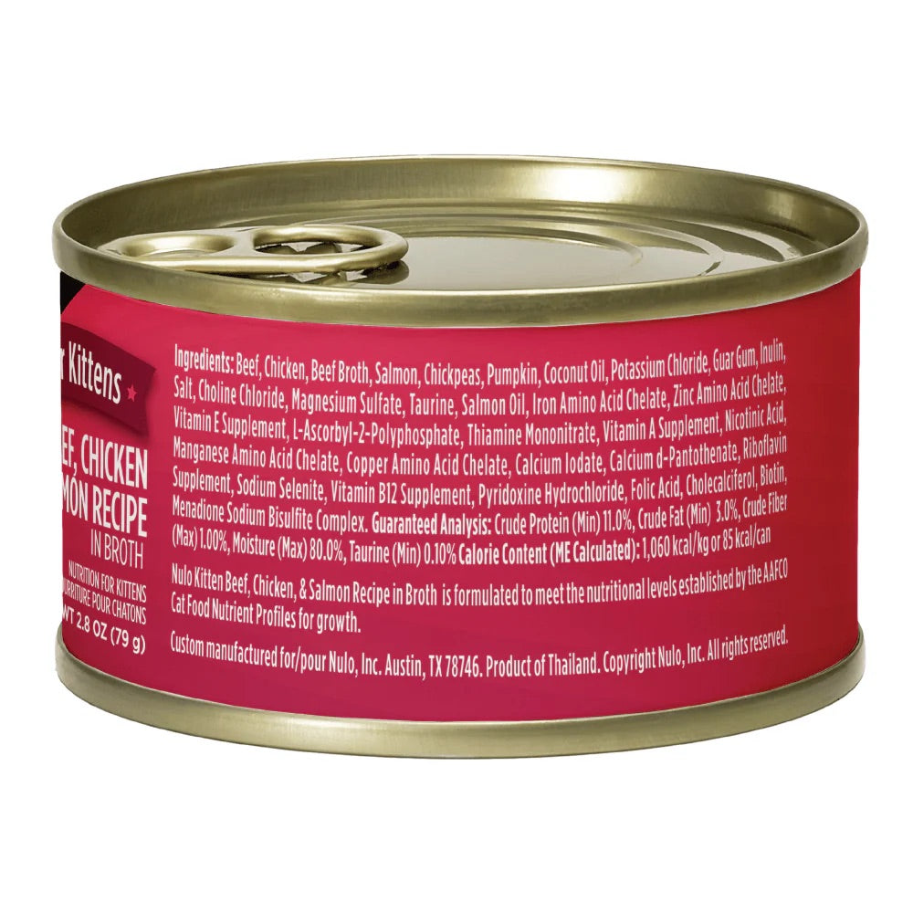 Nulo Pate Beef, Chicken & Salmon Kitten Food (2.8oz)