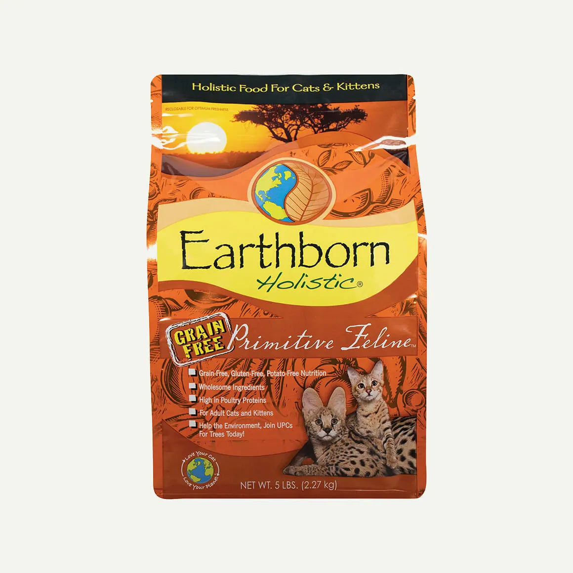 Alimento seco para gatos Earthborn Grain Free para todas las etapas de la vida, 5 libras, Primitive Feline