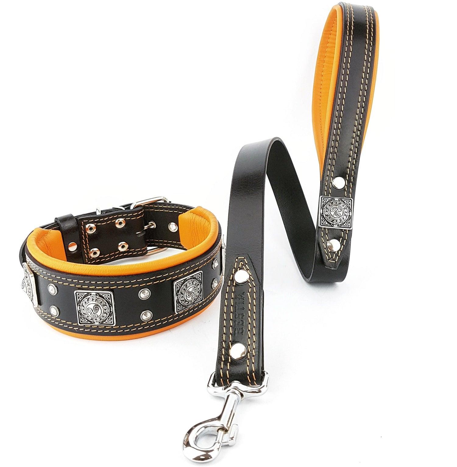 The "Eros" collar 2.5 inch wide black & orange