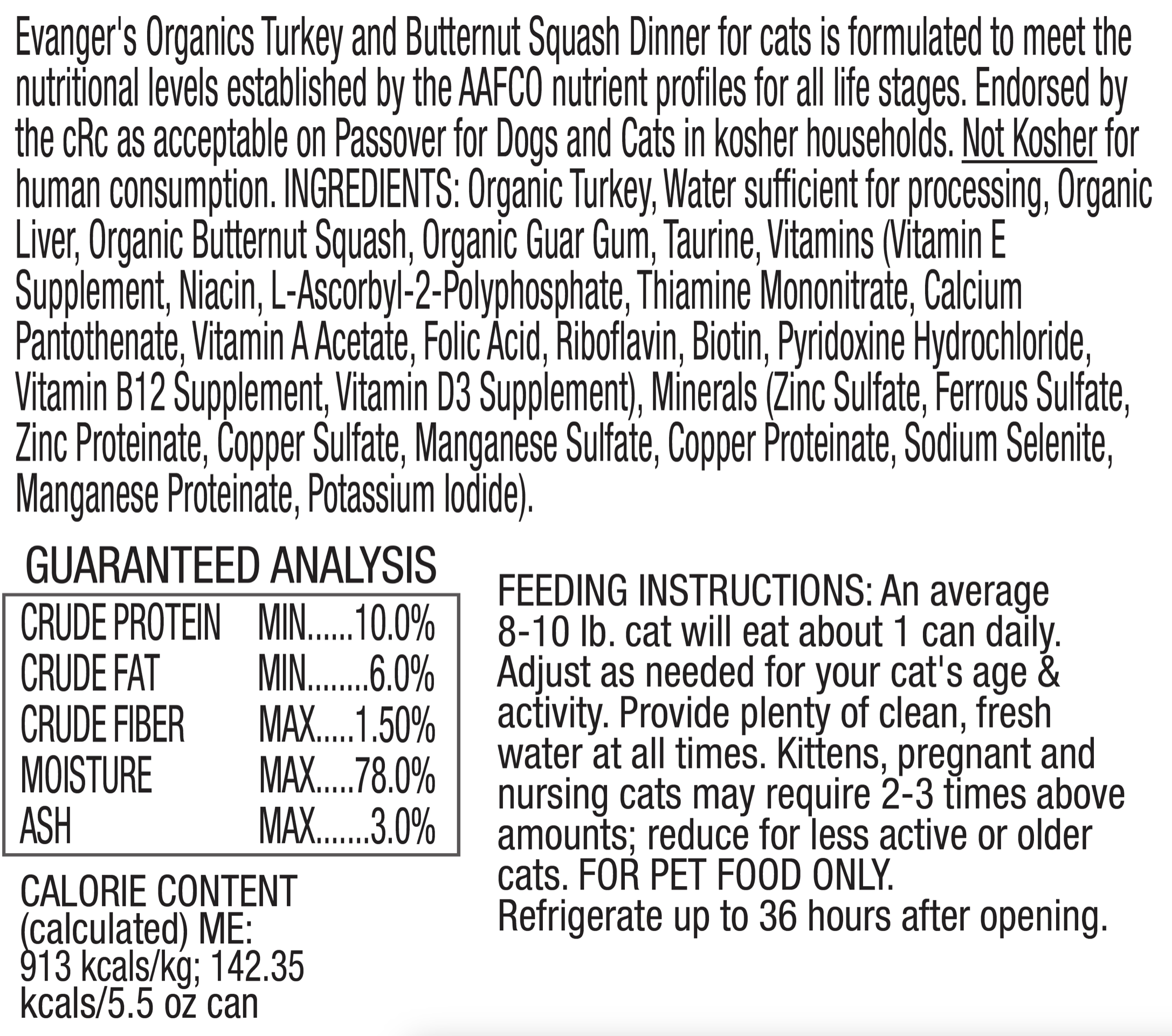 Comida húmeda para gatos Evanger's All Life Stages Organics con pavo y calabaza, 5.5 oz