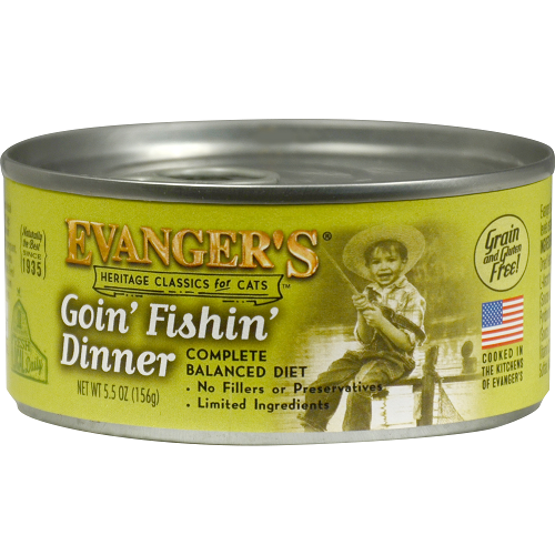 Comida húmeda para gatos Evanger's All Life Stages Classic Goin' Fishin' Dinner de 5.5 oz