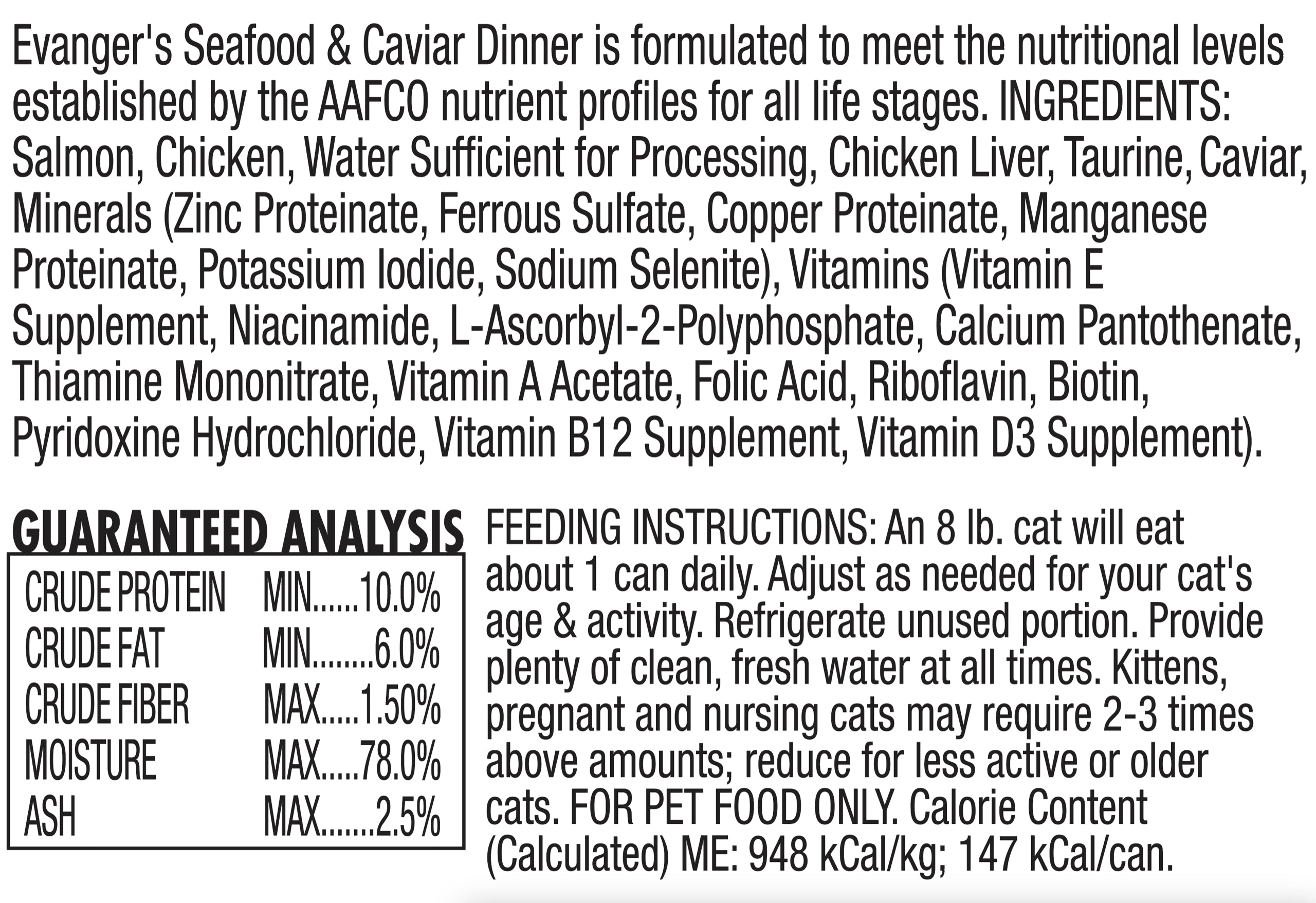 Evanger's All Life Stages Super Premium Seafood & Caviar Dinner Wet Cat Food (5.5oz)