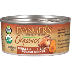 Comida húmeda para gatos Evanger's All Life Stages Organics con pavo y calabaza, 5.5 oz