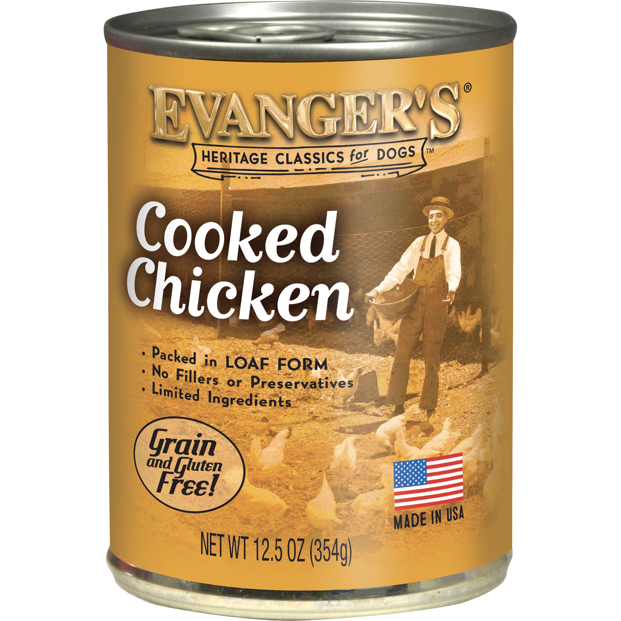 Lata para perros húmeda de pollo cocido Evanger's All Life Stages de 12.5 oz