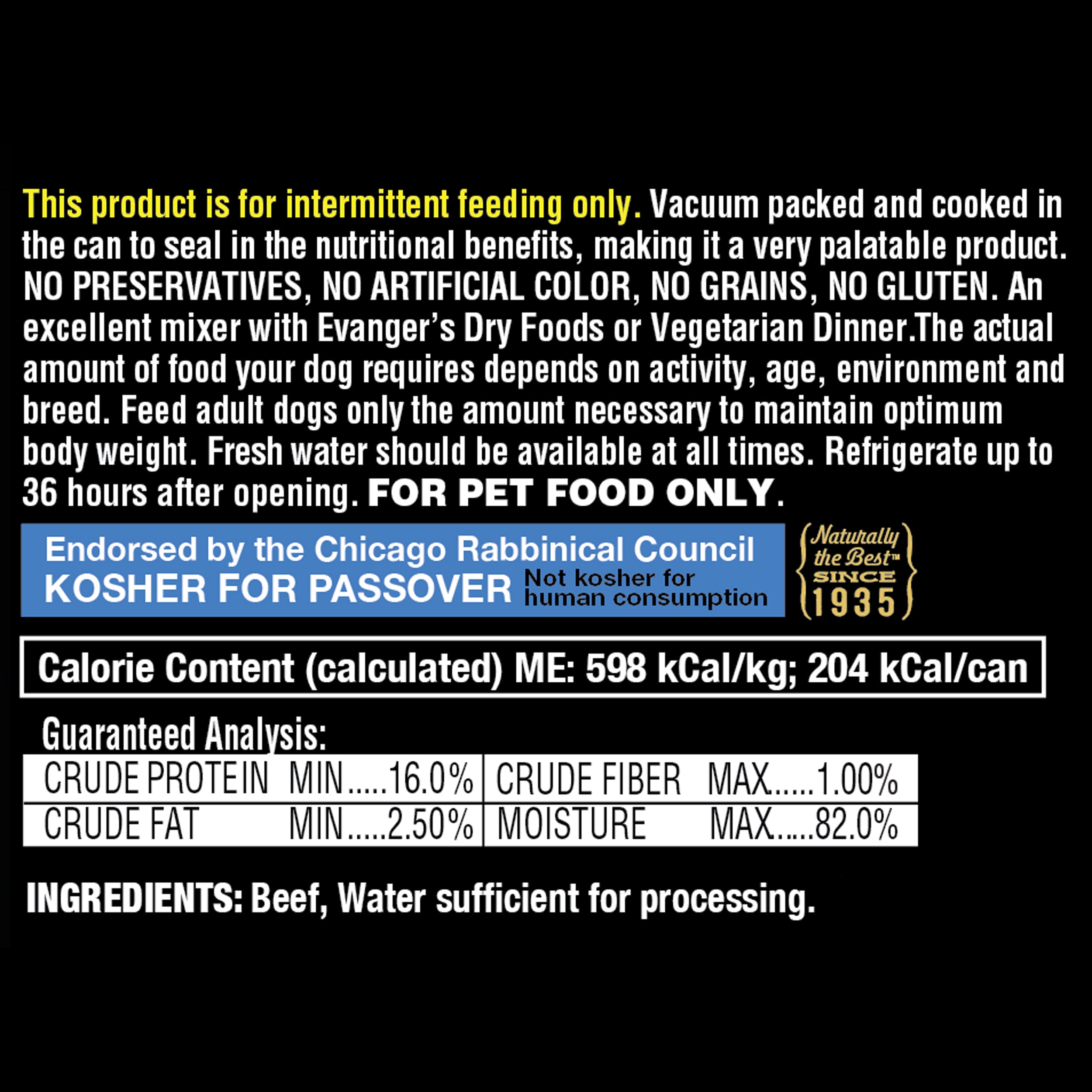 Lata húmeda para perros con trozos de carne de res Evanger's All Life Stages de 12 oz