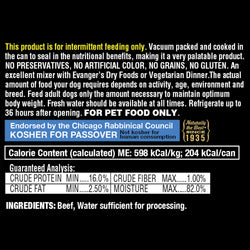 Lata húmeda para perros con trozos de carne de res Evanger's All Life Stages de 12 oz