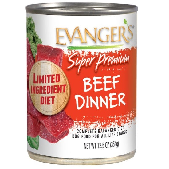 Evanger's Super Premium Beef All Life Stages, alimento húmedo para perros con ingredientes limitados, 12.5 oz